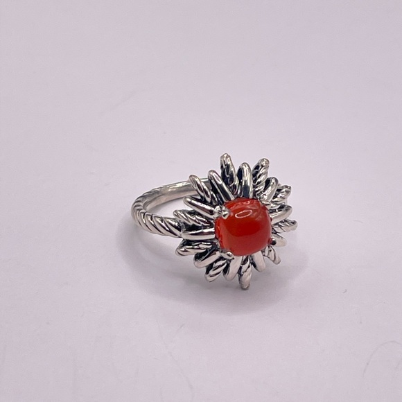David Yurman Starburst Silver Ring with Red Carnelian - Picture 8 of 9